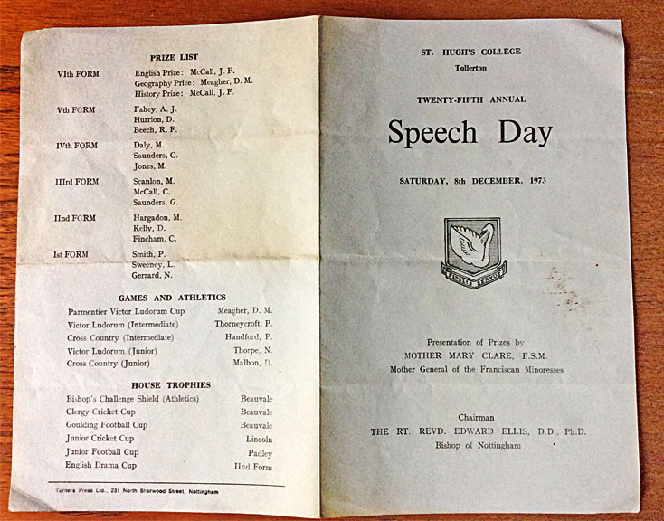 Speech Day programme cover